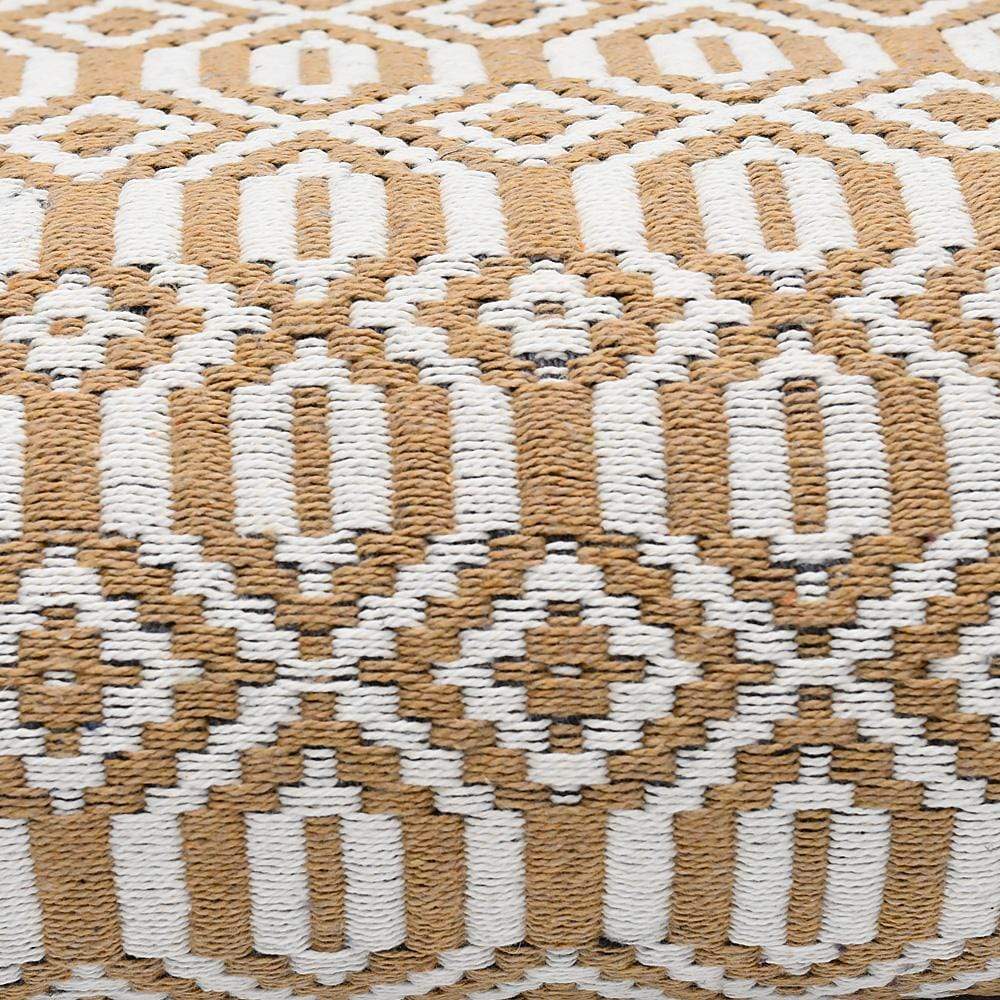 Grand plaid en coton blanc et camel tissé au Portugal Plaid en coton "Hexa" 210X140 - Camel