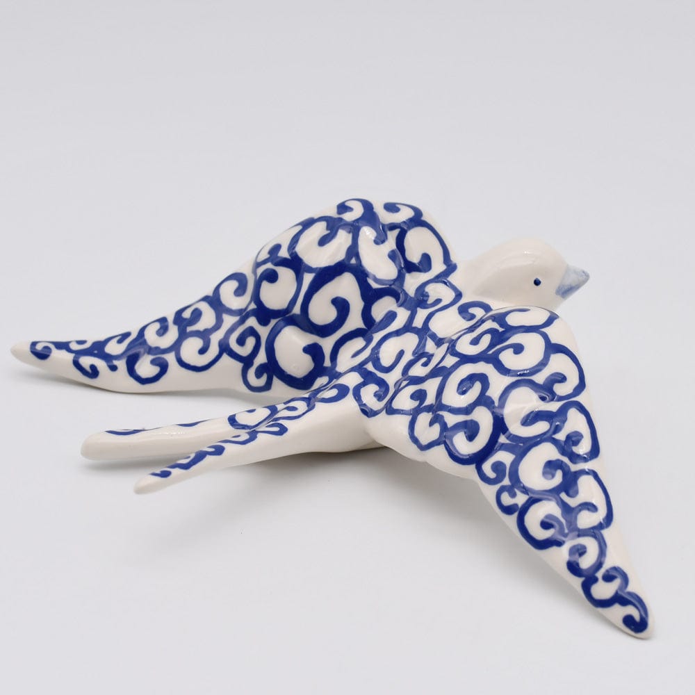 Hirondelle bleue stylisée en céramique I Artisanat portugais Hirondelle en céramique