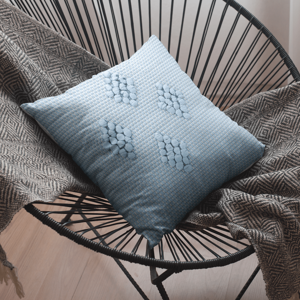 Housse de coussin 40x40 "Tapete de Trapo" - Bleu ciel