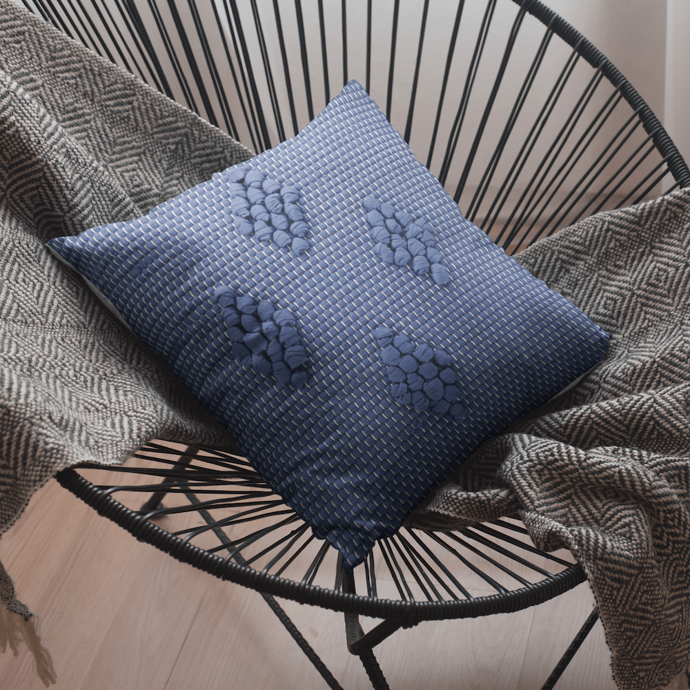 Housse de coussin 40x40 "Tapete de Trapo" - Bleu foncé