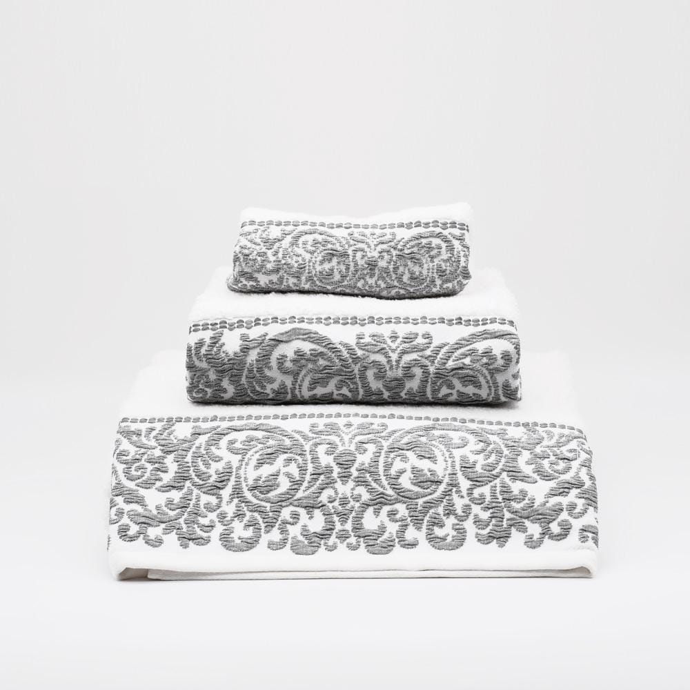 Parure de bain 3 pièces - Blanc et gris