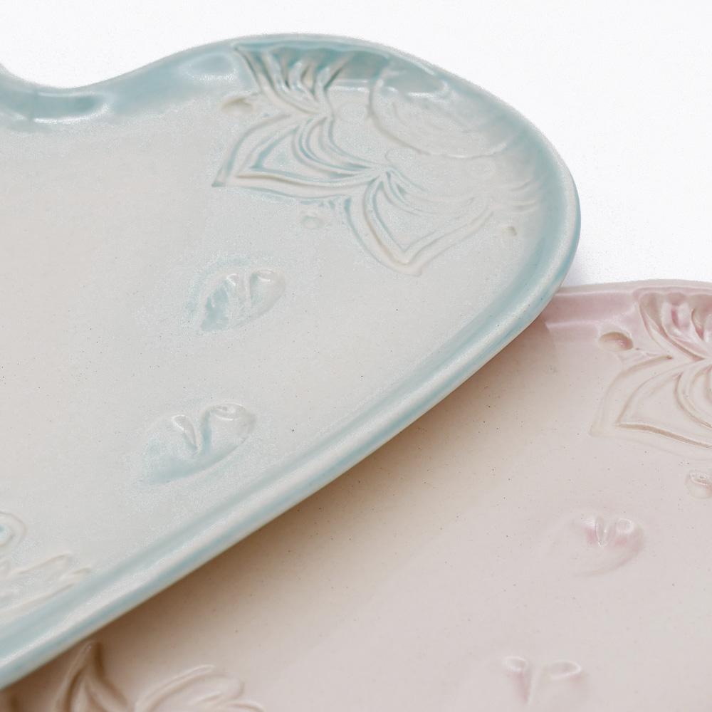 Petite assiette en céramique rose et blanche I Motifs étoile de mer Copy of Assiette "Estrela do mar" rose et blanche - 18 cm