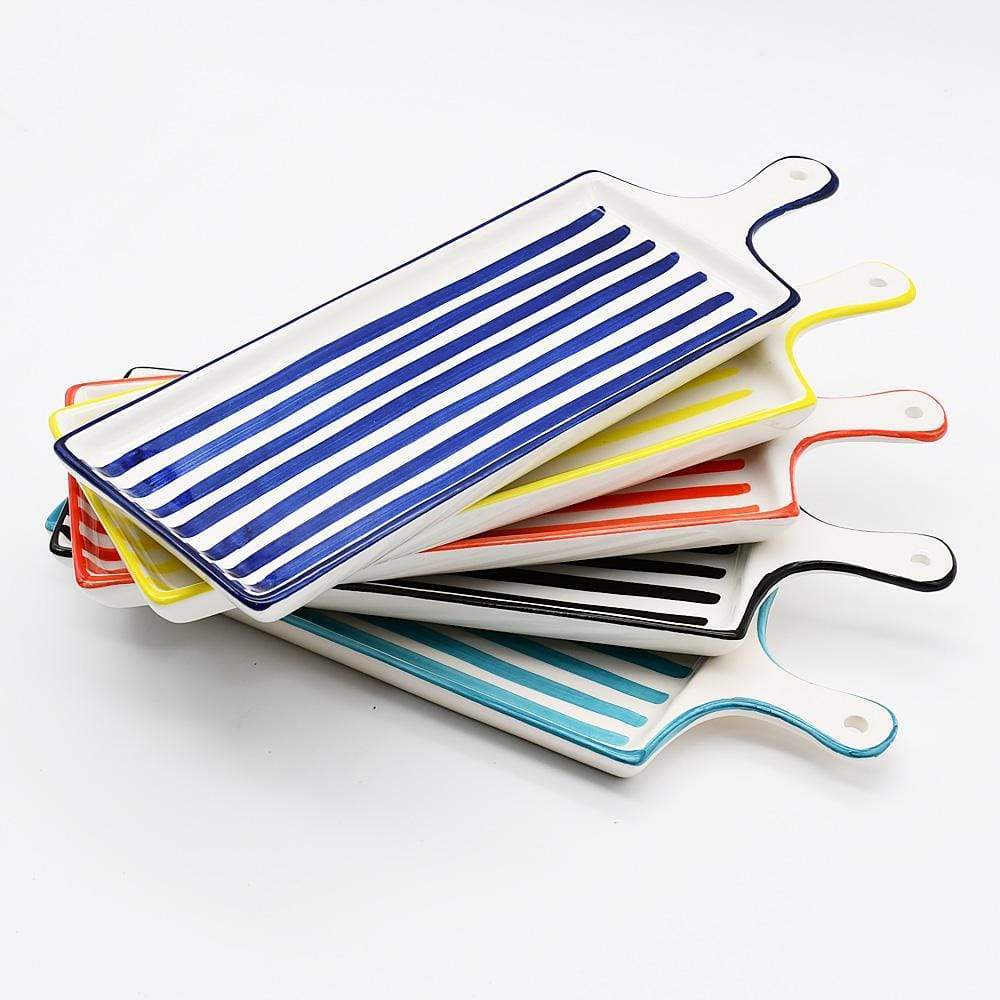 Plateau rectangulaire en céramique bleu et blanc Plateau rectangulaire "Costa Nova Mar" - Bleu