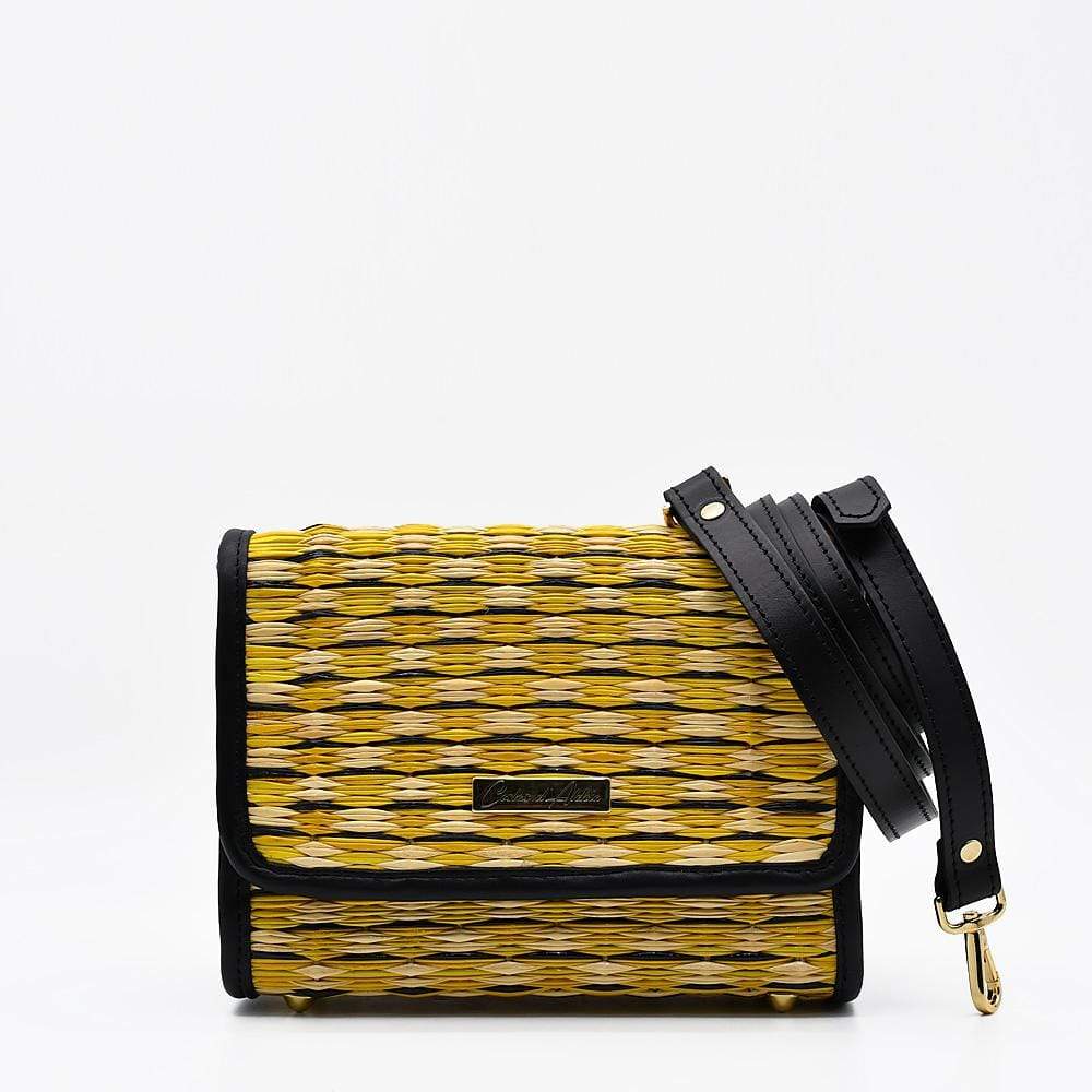 Sac à main en cuir et jonc noir I Tendance portugaise Sac en cuir et jonc