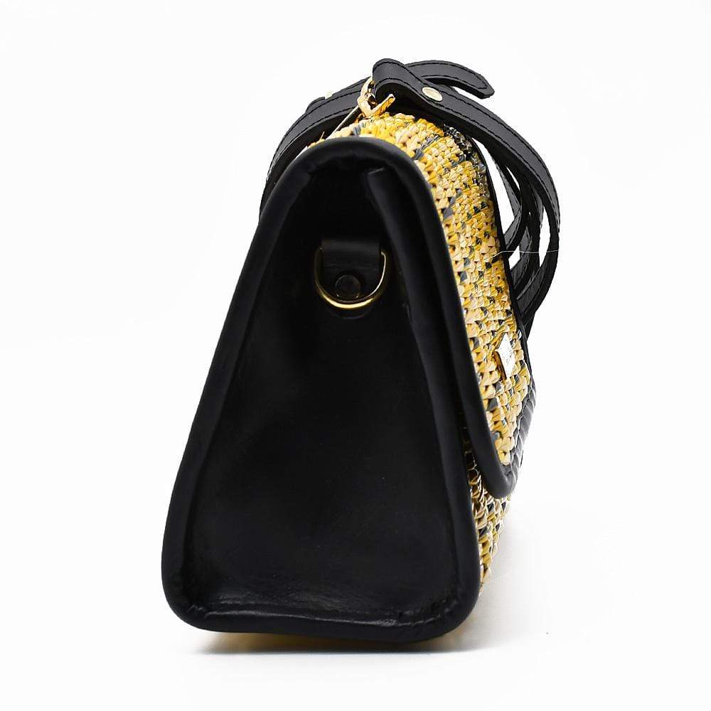 Sac à main en cuir et jonc noir I Tendance portugaise Sac en cuir et jonc