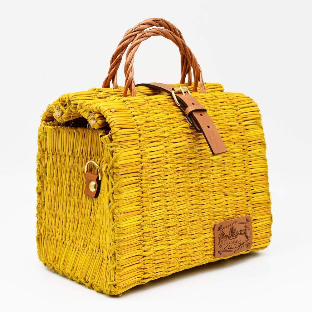 Sac cabas en osier (jonc) 22cm - Jaune