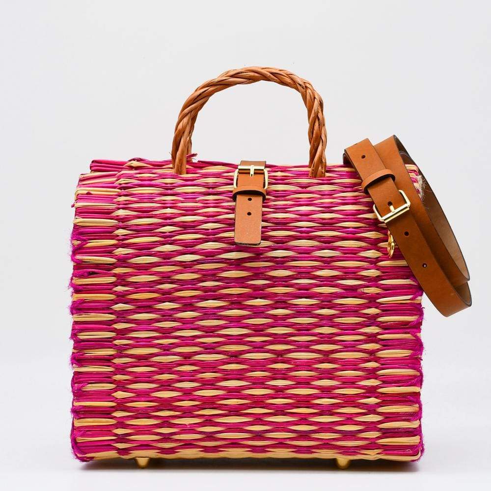 Sac cabas en osier (jonc) 26cm - Rose & Naturel