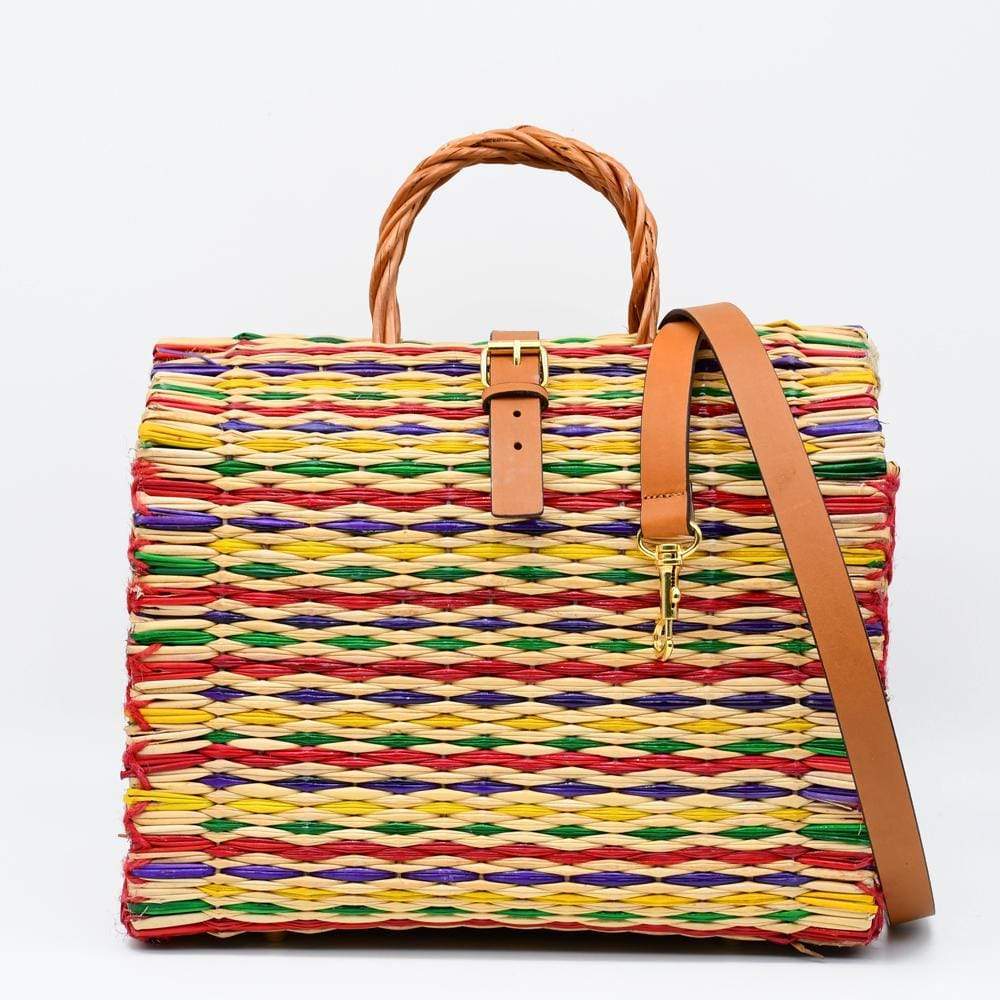 Sac cabas en osier (jonc) 30cm - Multicolore
