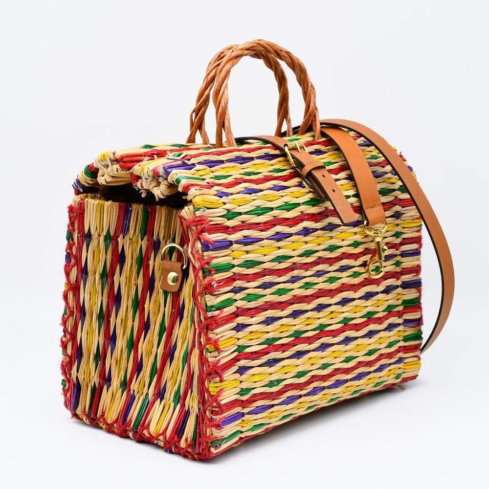 Sac cabas en osier (jonc) 30cm - Multicolore