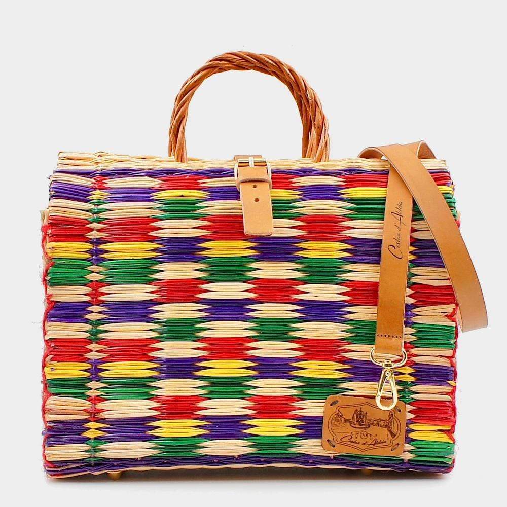 Sac cabas en jonc multicolore 30cm I Produit portugais Sac cabas en jonc 30cm - Multicolore