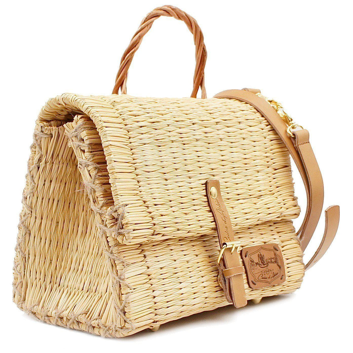 Sac cartable en osier (jonc) 25cm - Naturel