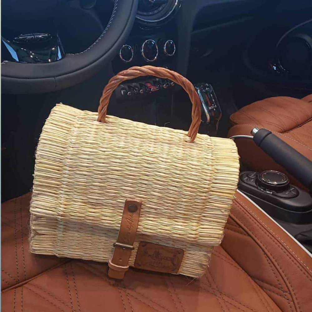Sac cartable en osier (jonc) 30cm - Naturel