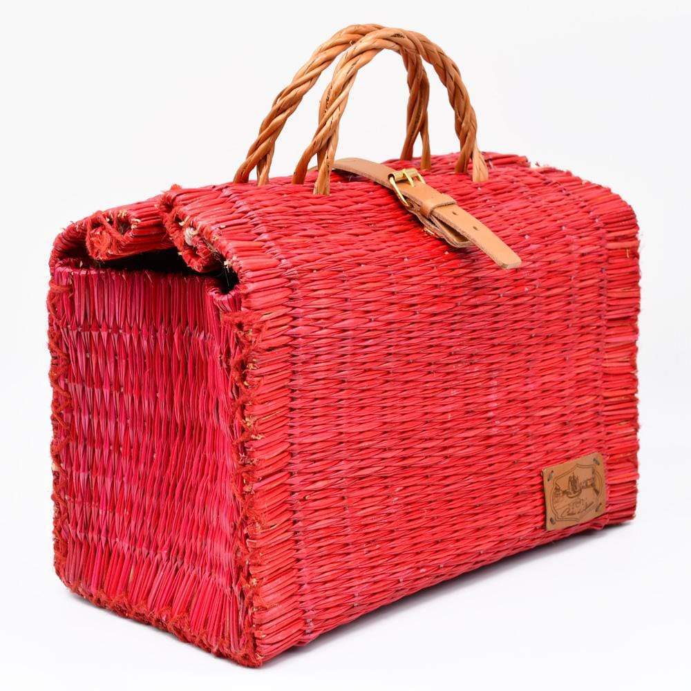 Sac cabas en osier (jonc) 33cm - Rouge