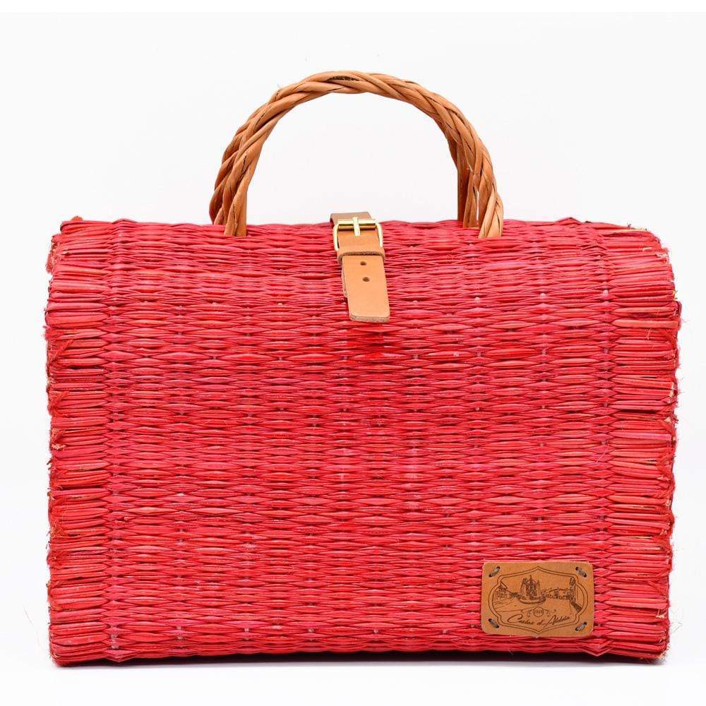 Sac cabas en osier (jonc) 33cm - Rouge