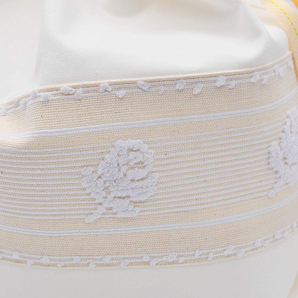 Sac en lin brodé beige 40x38cm