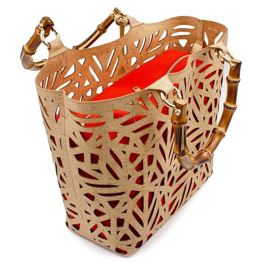 Sac panier en liège Doré et Rouge