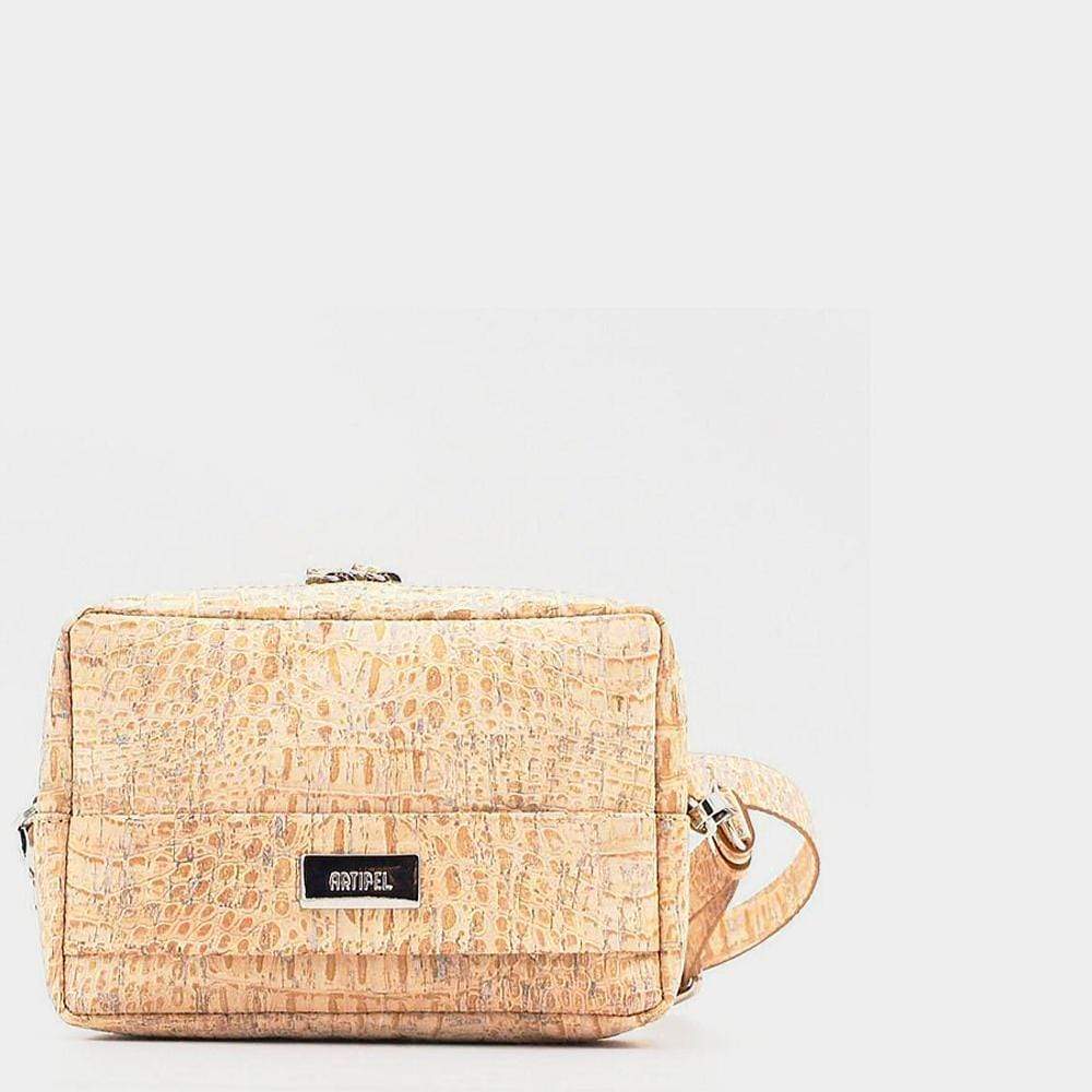 Sac pochette banane en liège beige