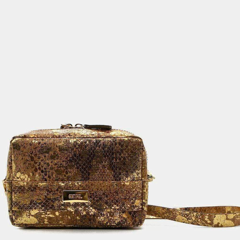 Sac pochette banane en liège doré