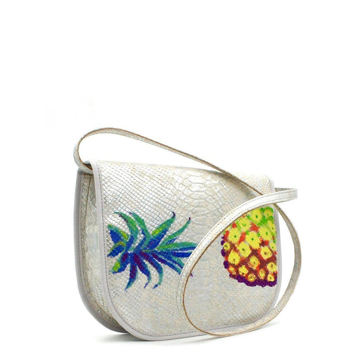 Sac pochette en liège gaufré argenté