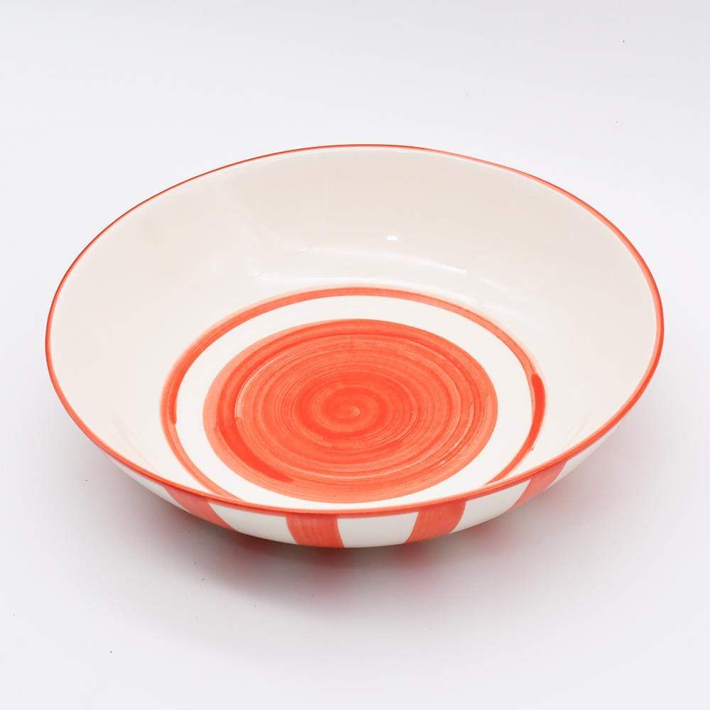 Saladier en porcelaine portugaise I Vaisselle du Portugal en ligne Saladier "Costa Nova Mar" 25cm - Rouge