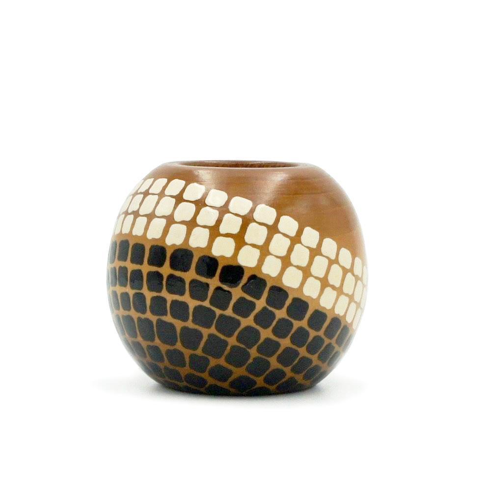 Support à bougie en bois Calçada blanc & noir