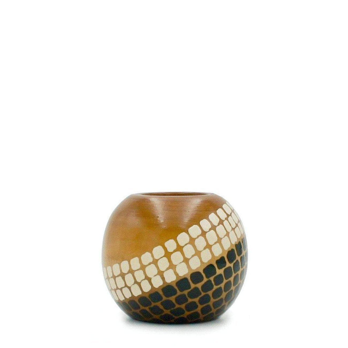 Support à bougie en bois Calçada blanc & noir