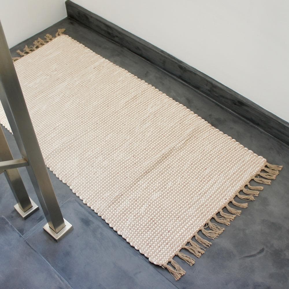 Tapis en coton 140x70 - Beige et blanc