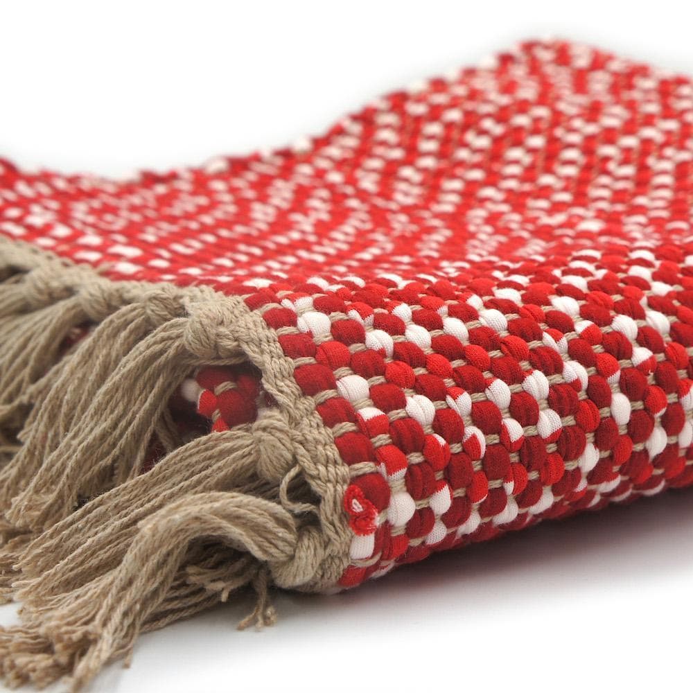 Tapis en coton 140x70 - Rouge et blanc