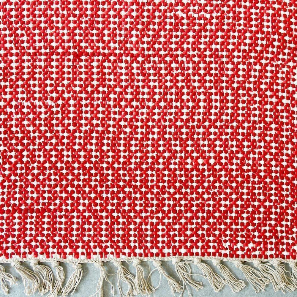 Tapis en coton 140x70 - Rouge et blanc