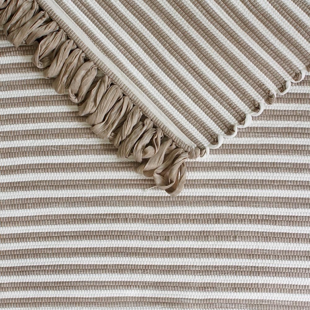 Tapis coton rayé Café et blanc