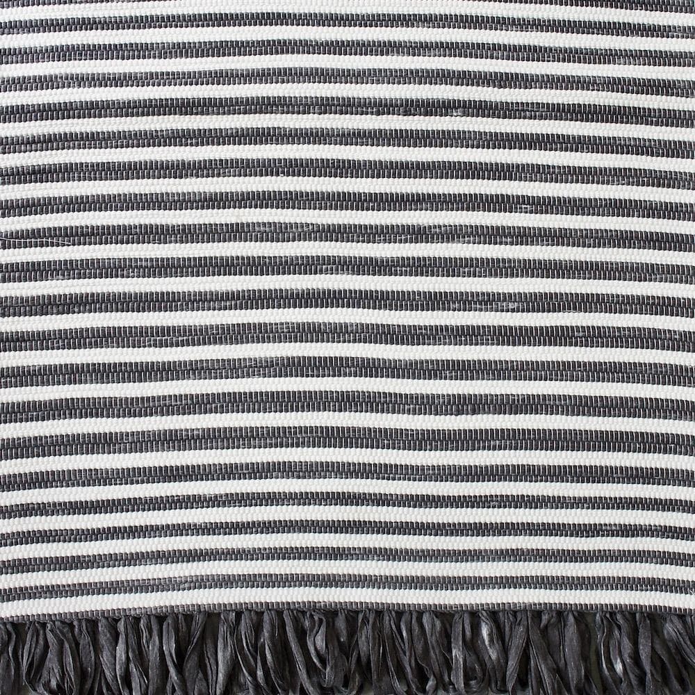 Tapis coton rayé Gris et blanc