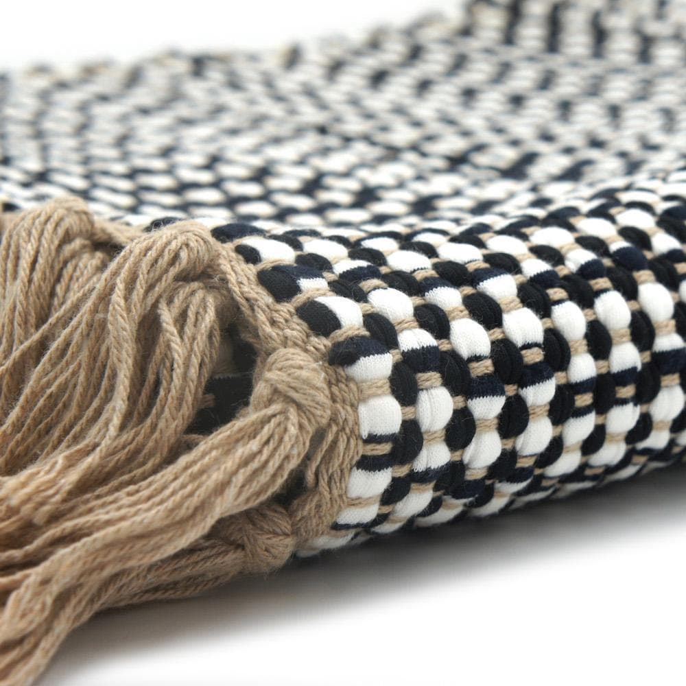 Tapis en coton 140x70 - Noir et beige