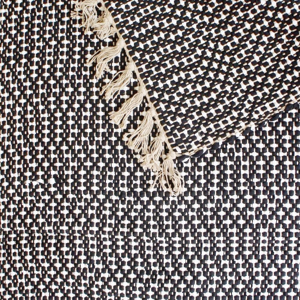 Tapis en coton 140x70 - Noir et beige