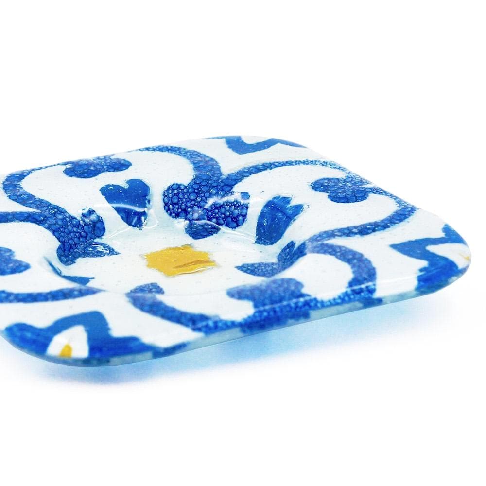 Tasse et sous tasse en verre fusionné "Azulejos"