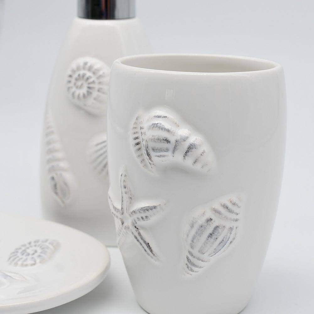 Vase unique en céramique Bleue cobalt Set de salle de bain en céramique - Blanc