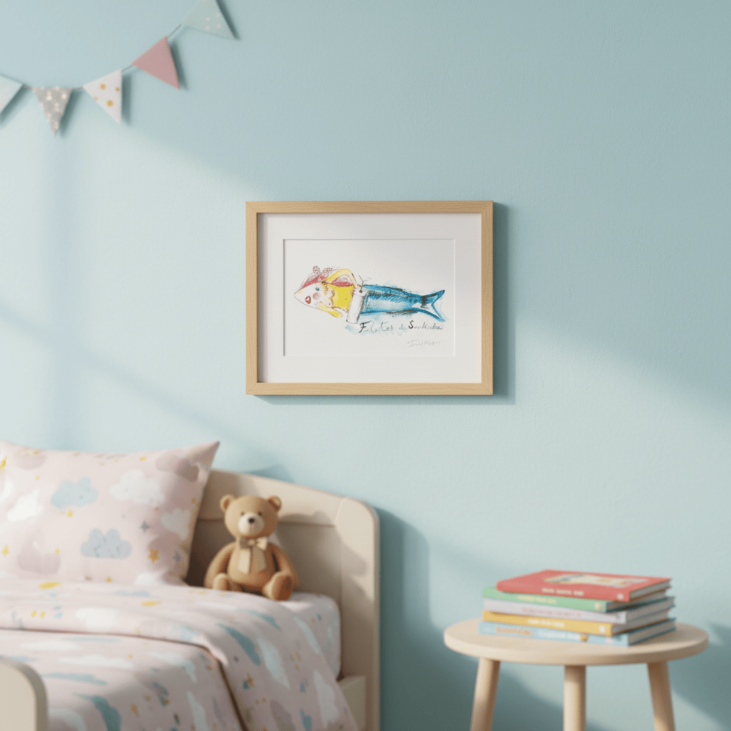 Artisanat Portugais : Gravure Signée par Isabel Amorim Gravure "Sardinha" par Isabel Amorim