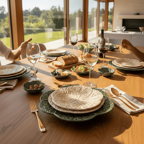 Assiette à entrée blanche en forme de chou I Vaisselle portugaise Assiette en céramique en forme de chou 22cm - Blanc cassé