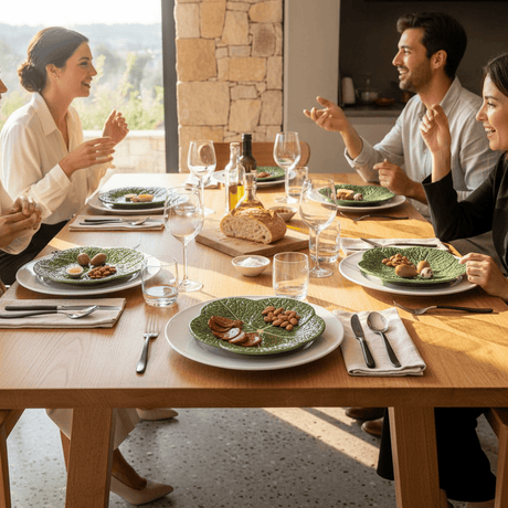 Assiette à entrée en forme de feuille de chou I Vaisselle portugaise Assiette en céramique en forme de chou 22cm - Verte