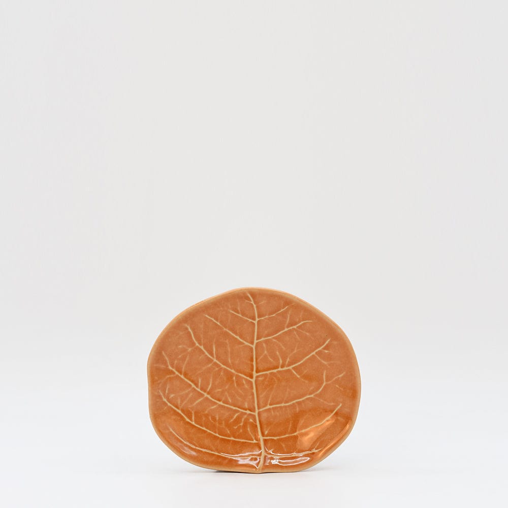 Assiette à pain en grès orange en forme de feuille Petite assiette en grès en forme de chou 13cm - Orange