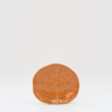 Assiette à pain en grès orange en forme de feuille Petite assiette en grès en forme de chou 13cm - Orange