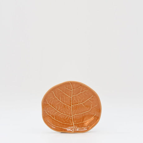 Assiette à pain en grès orange en forme de feuille Petite assiette en grès en forme de chou 13cm - Orange