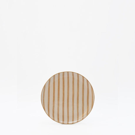 Assiette à pain rayée moka et blanche I Vaisselle du Portugal en ligne Assiette rayée "Costa Nova Mar" 15cm - Moka