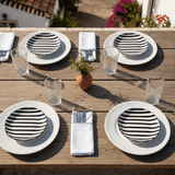 Assiette à pain rayée noire et blanche I Vaisselle du Portugal en ligne Assiette rayée "Costa Nova Mar" 15cm - Noire