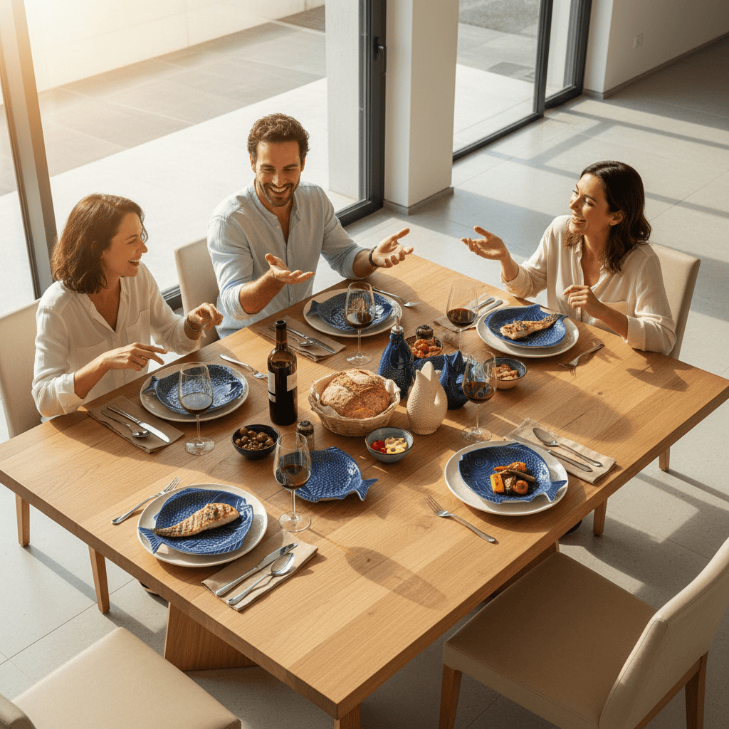 Assiette creuse bleue en forme de Poisson 25cm Assiette creuse en forme de Poisson 25cm - Bleue