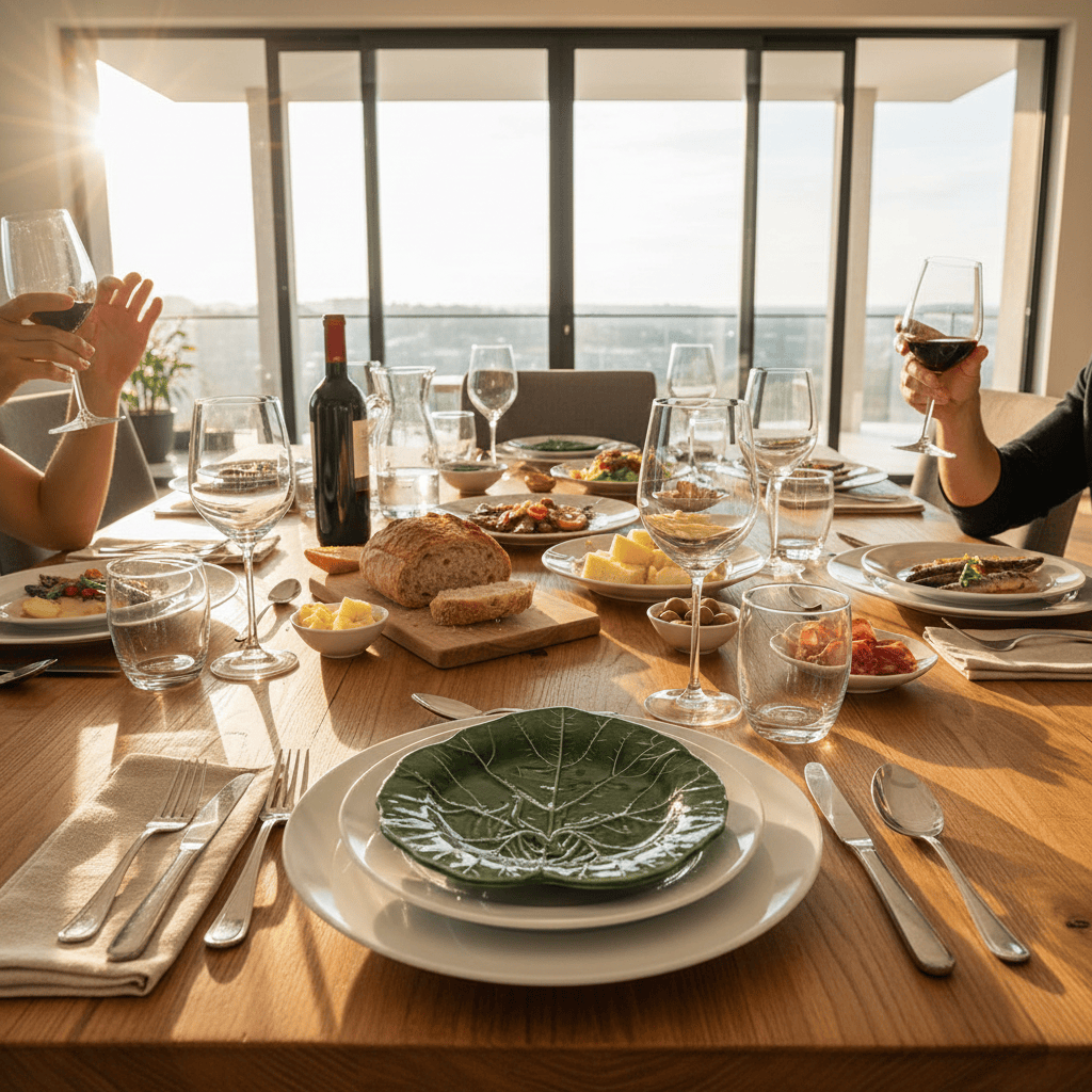 Assiette creuse en céramique du Portugal Assiette en céramique "Folha" verte - 20cm