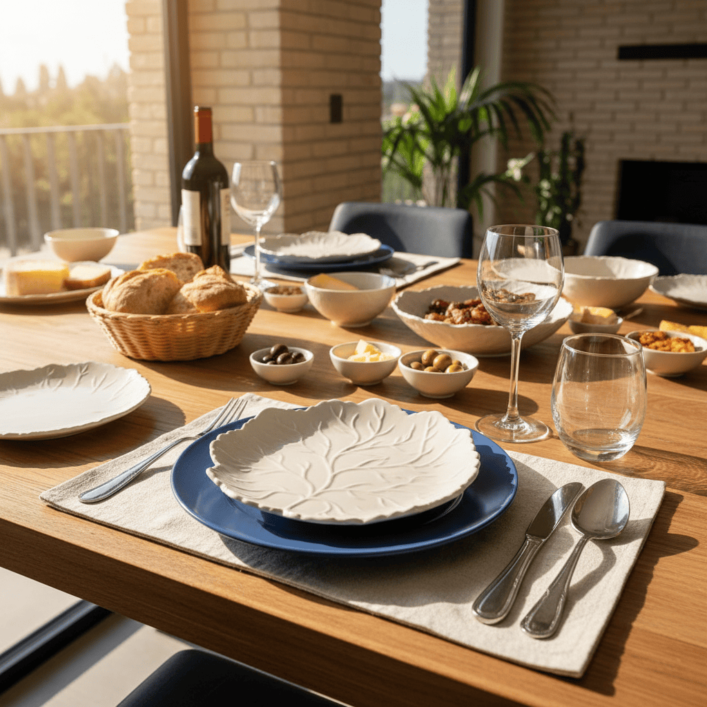 Assiette en céramique blanche en forme de feuille Assiette en céramique "Folha" blanche - 21cm