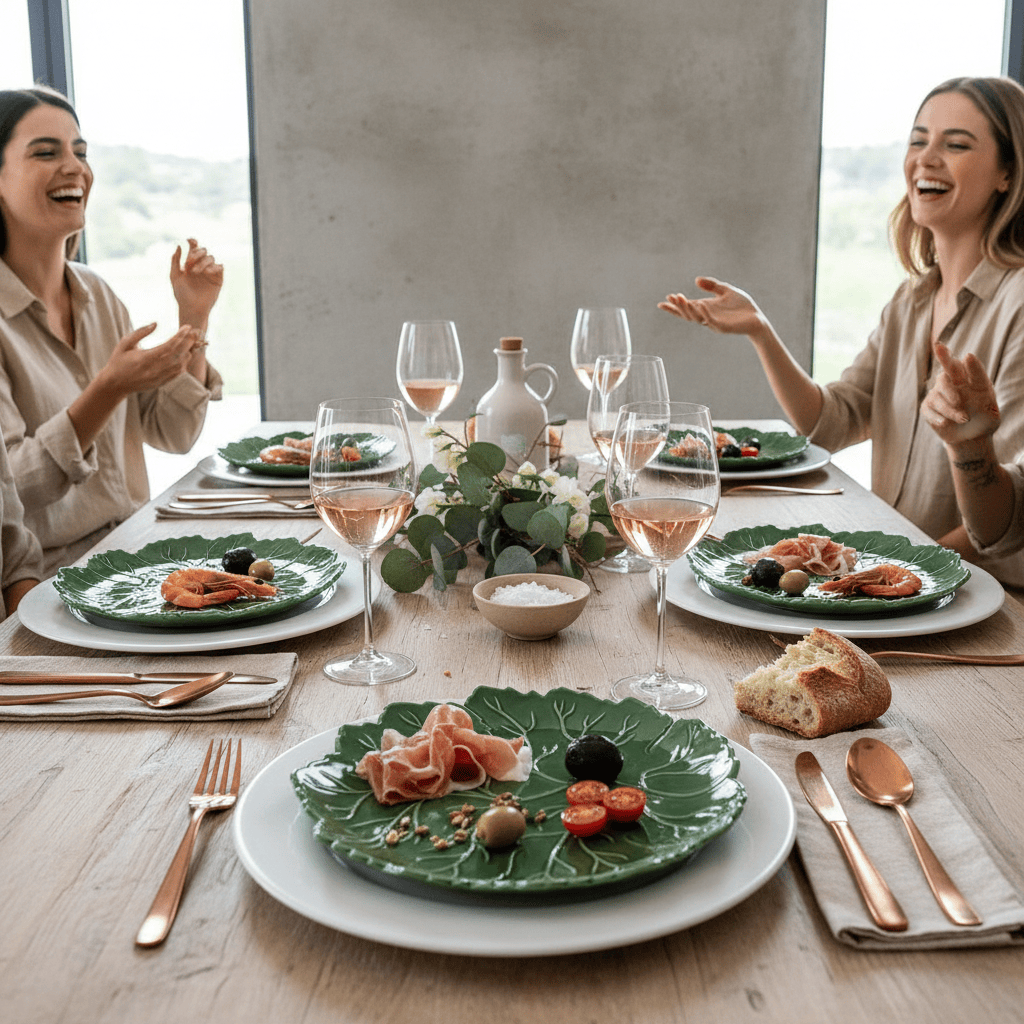 Assiette en céramique en forme de feuille Assiette en céramique "Folha" verte - 21cm