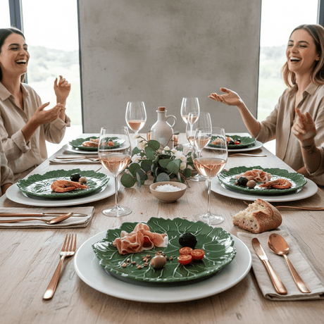 Assiette en céramique en forme de feuille Assiette en céramique "Folha" verte - 21cm