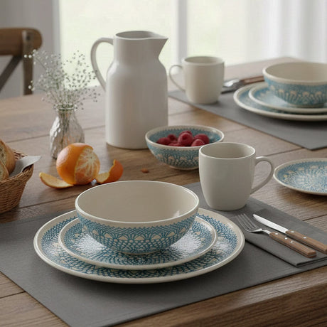 Assiette en céramique turquoise I Motifs dentelles portugaises Assiette "Renda" Turquoise - 27cm