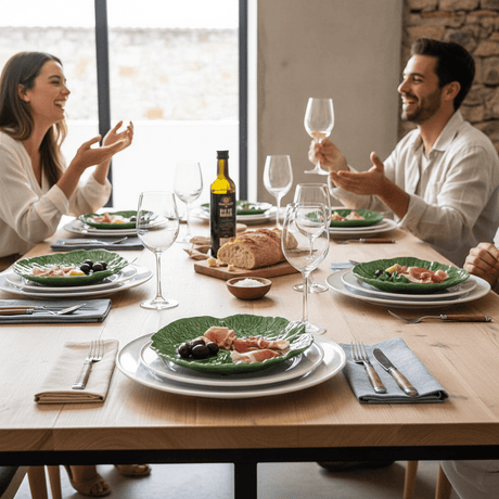 Assiette en forme de feuille de chou I Vaisselle portugaise Assiette en céramique en forme de feuille de chou - 24 cm